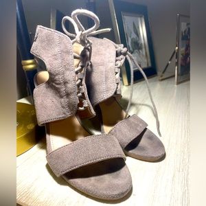 Taupe suede heels
